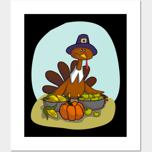 Happy Thanksgiving Turkey & Pumpkin Posters and Art
